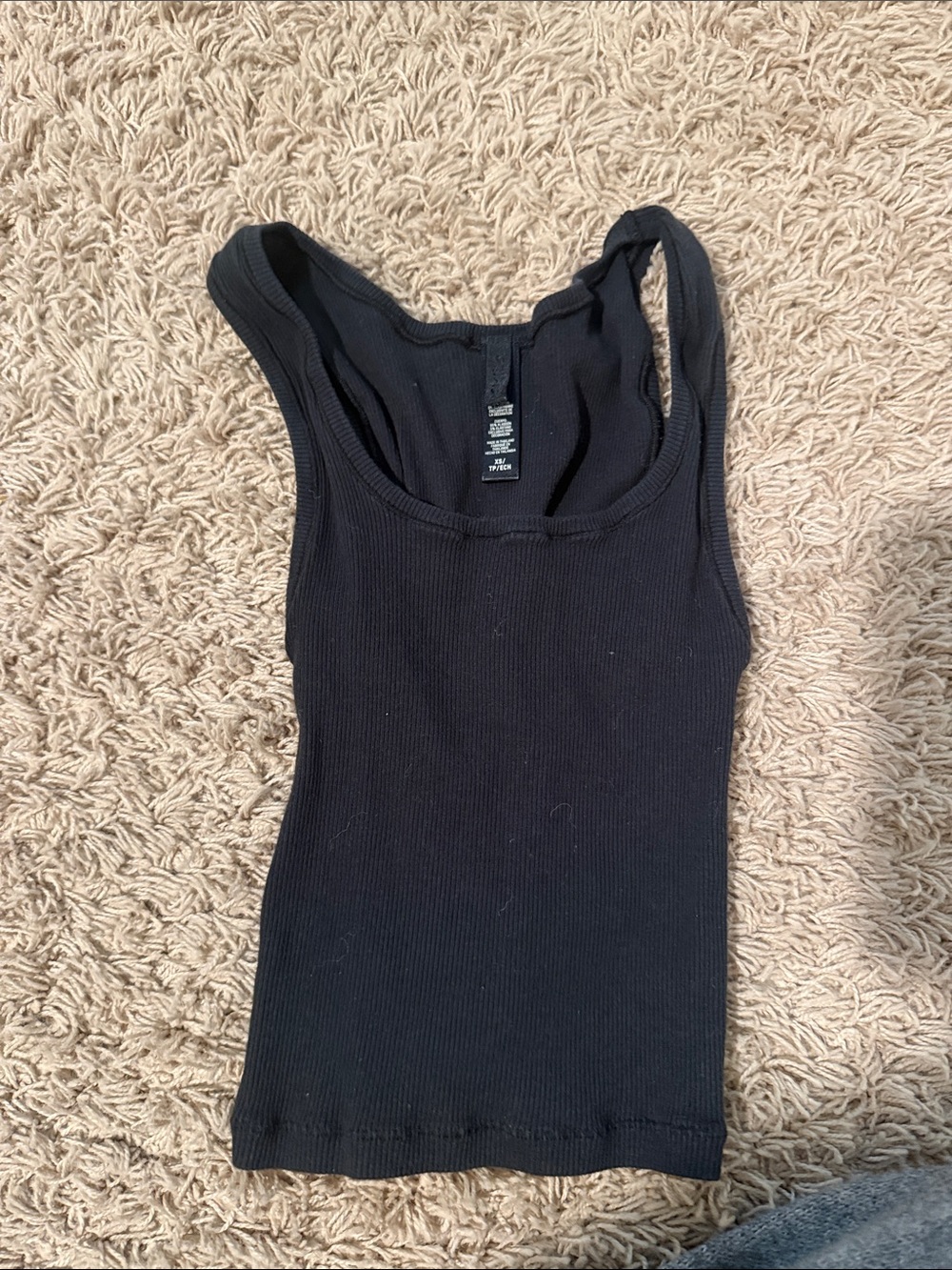 Skims black cotton rib tank top
